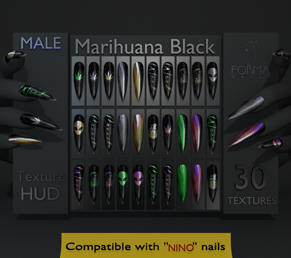 [FORMANAILS] NAILS -TEXTURE HUD - Marihuana Black