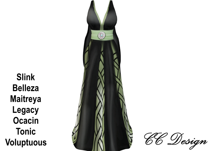 *CC* Gilla Celtic Elegant Long Gown Green