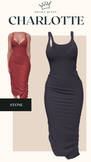 DRAMA QUEEN Charlotte Dress - Stone (ADD)