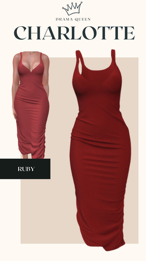 DRAMA QUEEN Charlotte Dress - Ruby (ADD)