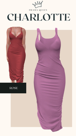 DRAMA QUEEN Charlotte Dress - Rose (ADD)