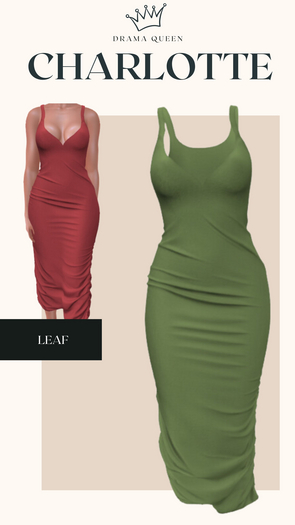 DRAMA QUEEN Charlotte Dress - Leaf (ADD)