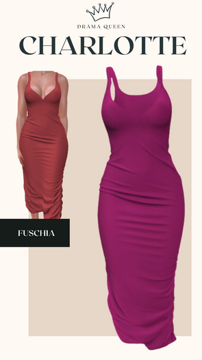 DRAMA QUEEN Charlotte Dress - Fuschia (ADD)