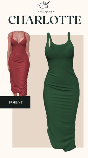 DRAMA QUEEN Charlotte Dress - Forest (ADD)