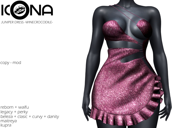 ICONA / JUNIPER DRESS -WINE CROCODILE-