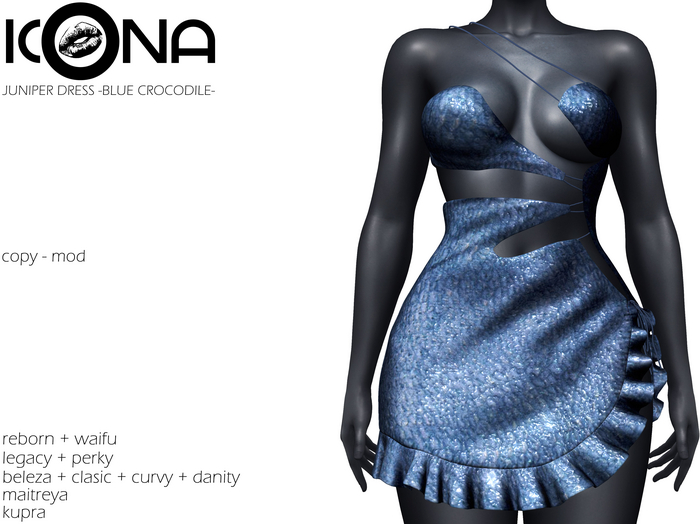 ICONA / JUNIPER DRESS -BLUE CROCODILE-