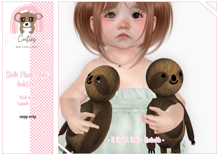 {::Cuties}-Sloth Plush Doll Hold/Rez