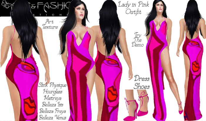 ART & FASHION - LADY IN PINK OUTFIT