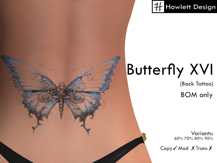 [HDesign] Butterfly XVI (Back Tattoo)