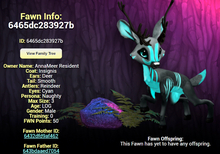 INSIGNIS CYAN MALE REINDEER FAWN LOG. BREEDABLE! NO FOOD NECESSARY! MAKE MONEY!