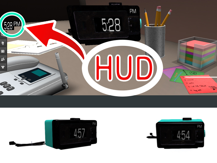 SLT Real Clock with AM / PM indication - Hud + Real mesh clock - SL Time - SL REAL TIME