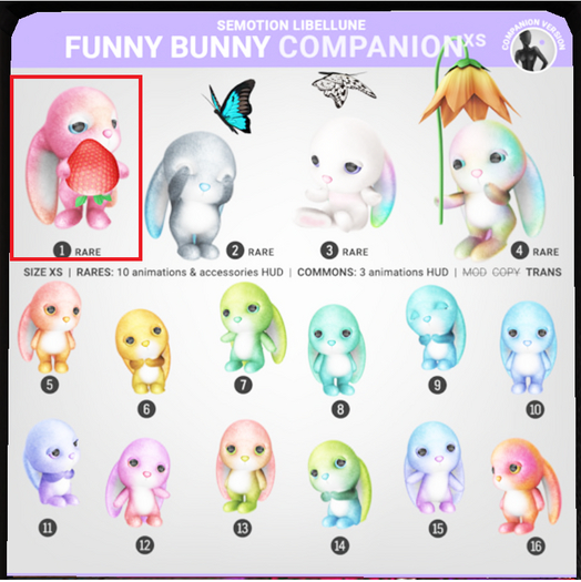 1. SEmotion Libellune Funny Bunny XS Companion RARE
