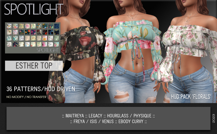 SPOTLIGHT - ESTHER TOP FLORALS (DEMO Available In-World)