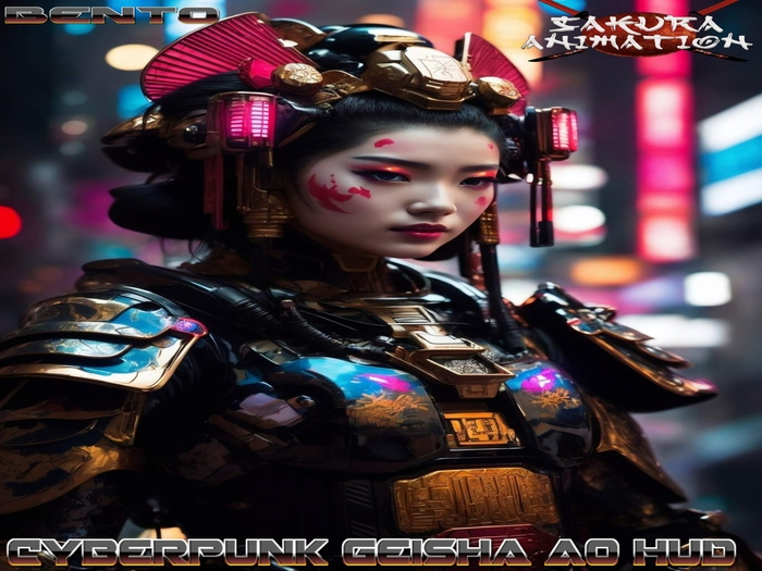Second Life Marketplace - Cyberpunk Geisha Ao Hud Bento