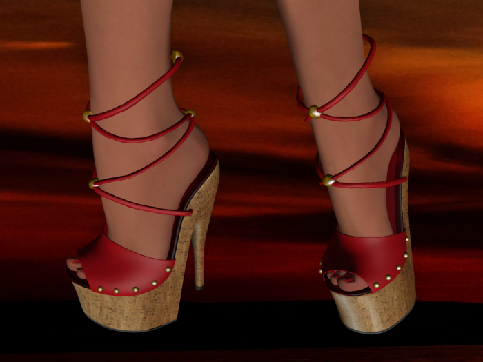 Maitreya Studded Cork Rise Stilettos Red