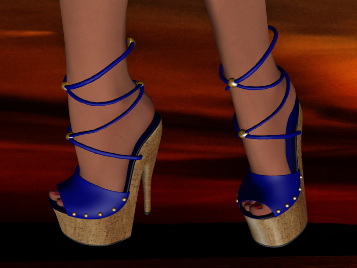 Maitreya Studded Cork Rise Stilettos Blue