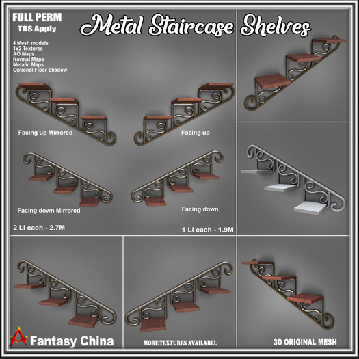 Shelves - FULL PERM Metal Staircase Shelves, Shelves