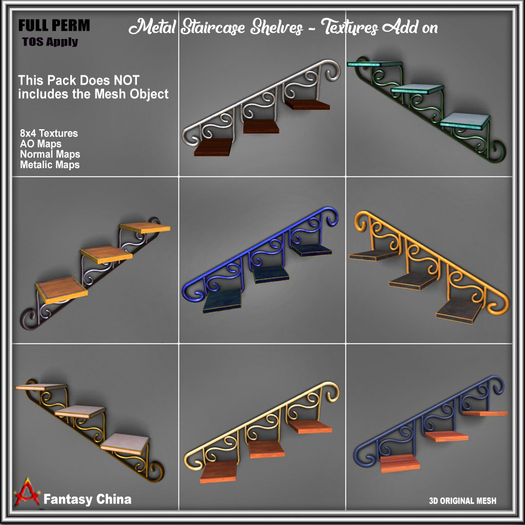 SHELVES - FULL PERM Metal Staircase Shelves - Textures Add on