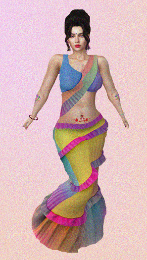 M Saree 01 Multi Color Fusion Design
