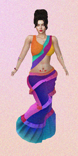 M Saree 02 Multi Color Fusion Design