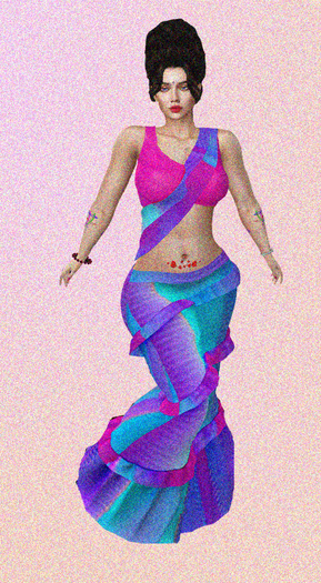 M Saree 04 Multi Color Fusion Design