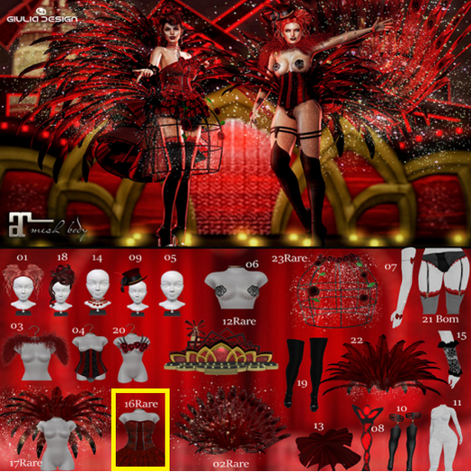 16 rare Corset glitter-[GIULIADESIGN]-Moulin Rouge-