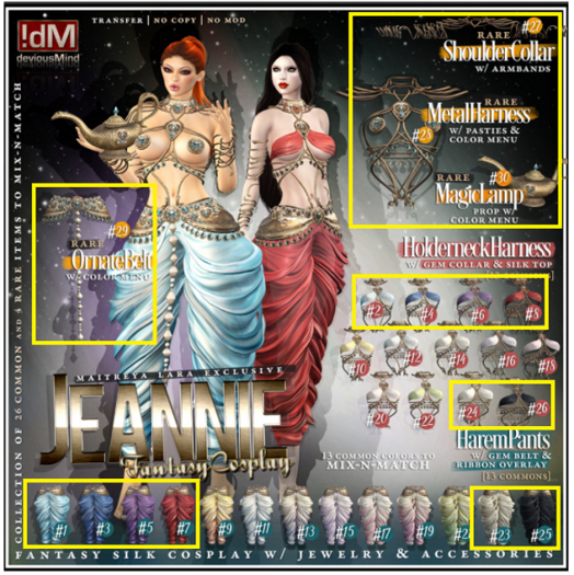 !dM  "Jeannie" rares+ 6 color set