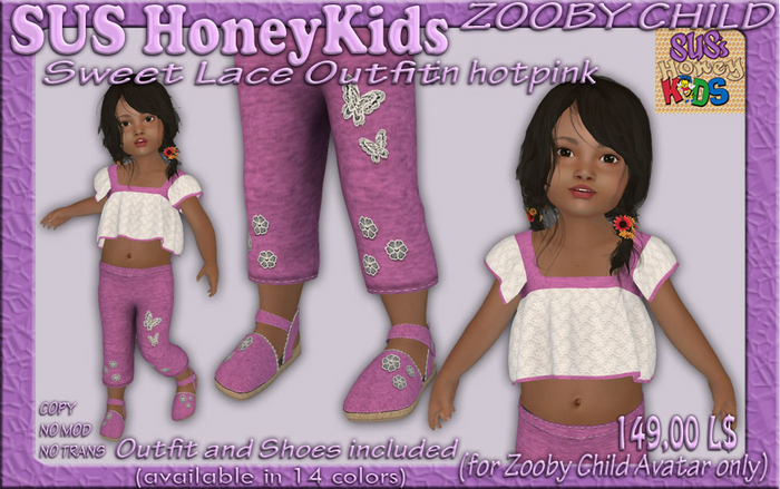 SUS HoneyKids - ZOOBY CHILD - Sweet Lace Outfit hotpink (Box)