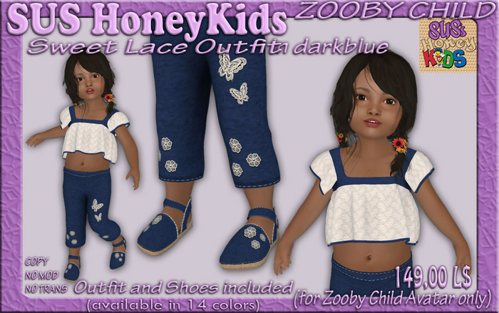 SUS HoneyKids - ZOOBY CHILD - Sweet Lace Outfit darkblue (Box)