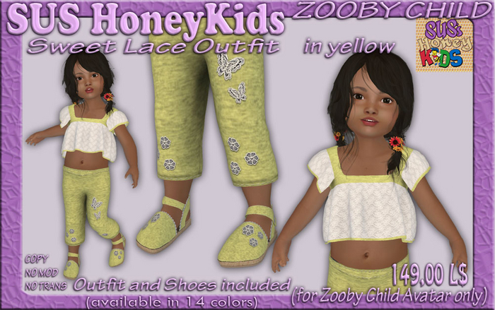 SUS HoneyKids - ZOOBY CHILD - Sweet Lace Outfit yellow (Box)