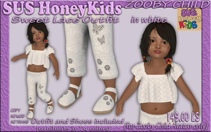 SUS HoneyKids - ZOOBY CHILD - Sweet Lace Outfit white (Box)
