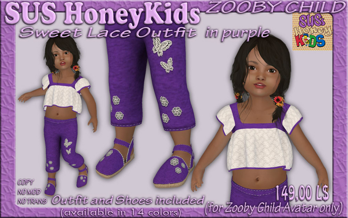 SUS HoneyKids - ZOOBY CHILD - Sweet Lace Outfit purple (Box)