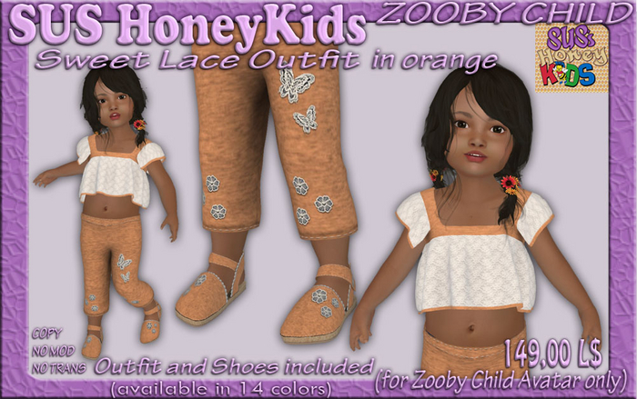 SUS HoneyKids - ZOOBY CHILD - Sweet Lace Outfit orange (Box)