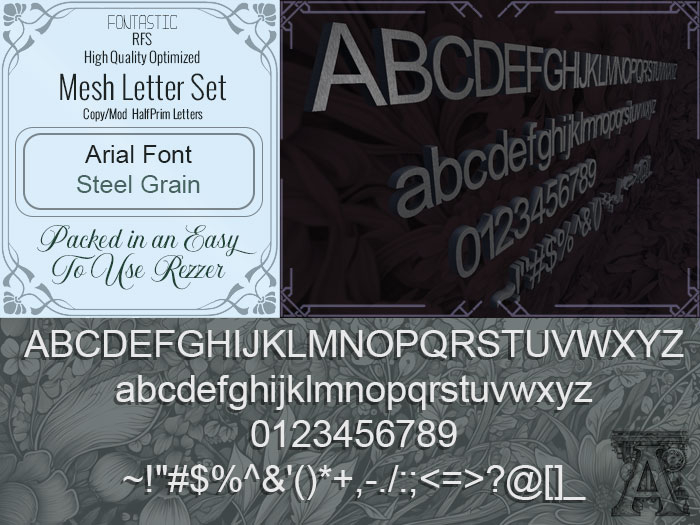 Fontastic | RFS - 3D Mesh Letters - Arial- Steel Grain