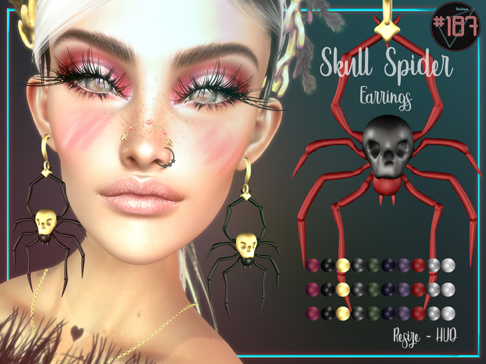 #187# Skull Spider Earrings