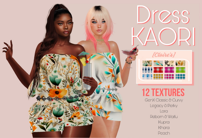 [Claire's] Kaori Dress - Lara, Legacy & Perky, GenX Classic & Curvy, Reborn & Waifu, Kupra, Khara, Peach
