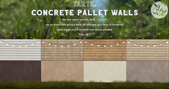tarte. concrete pallet walls - FULL SET