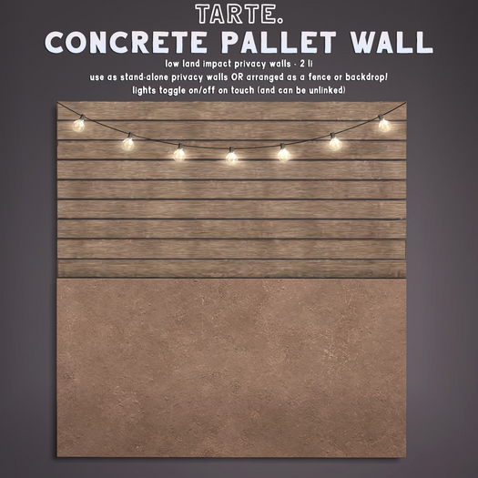 tarte. concrete pallet wall (natural)