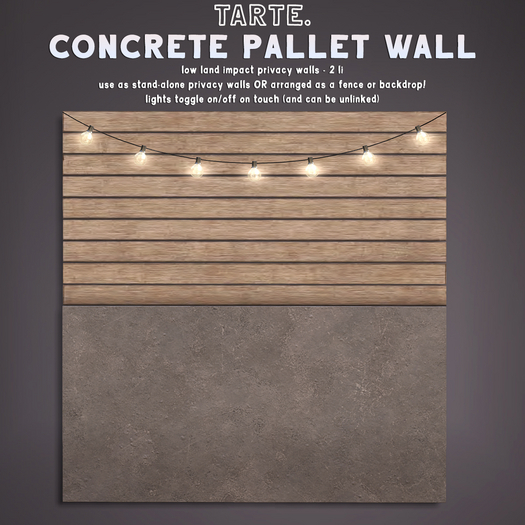 tarte. concrete pallet wall (modern)