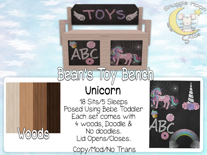 {SMK} Bean's Toy Bench | Unicorns