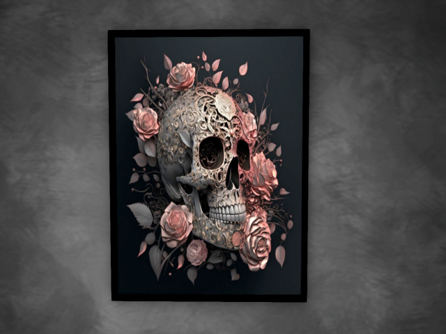 Skull and roses