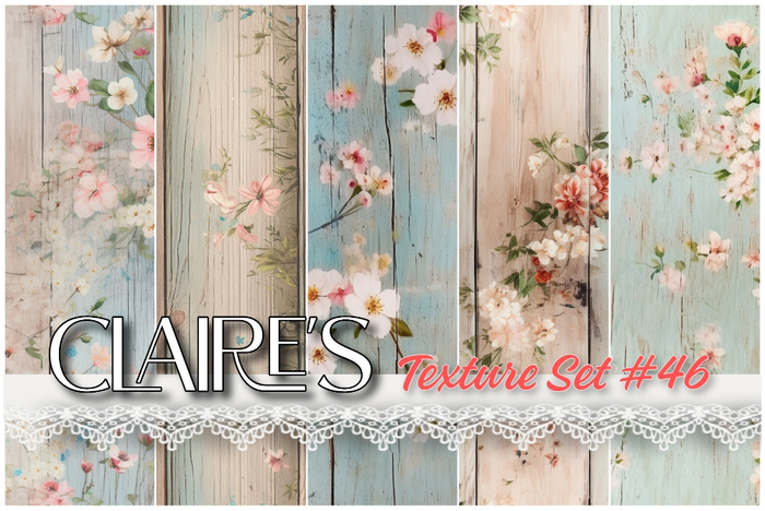 [Claire's] Texture Set #46 - Full Perm - Shabby Floral Boards