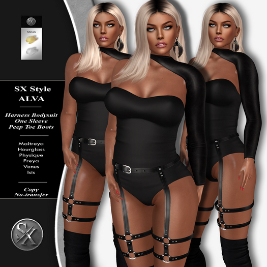 SX Style ~ Alva Harness Bodysuit Boots Sleeve [add] Black