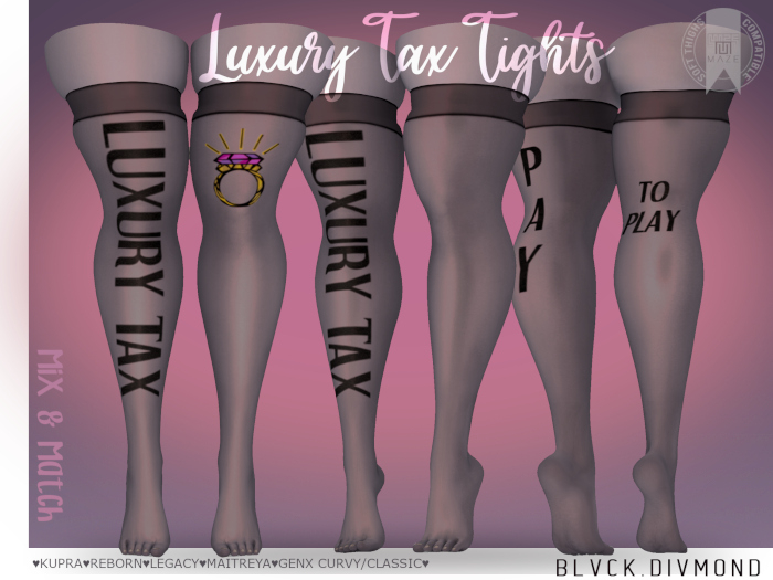 "Soft Thighs" LUXURY TAX STOCKINGS {b&w} (w/MIX & MATCH) HUD