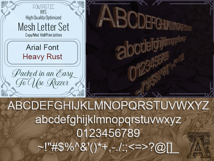 Fontastic | RFS - 3D Mesh Letters - Arial- Heavily Rusted Metal