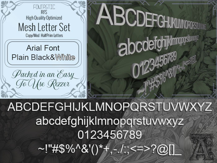 Fontastic | RFS - 3D Mesh Letters - Arial- Plain Black & White