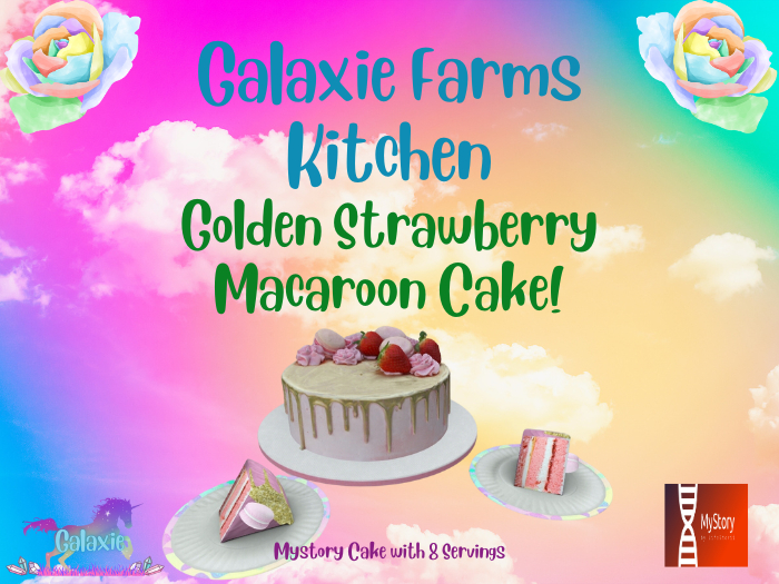 Golden Strawberry Macaroon Cake (Mystory)