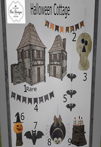 01 Bee designs Halloween Cottage RARE