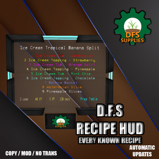 Second Life Marketplace - DFS Recipe Board (HUD FUTURISTIC) v1.042