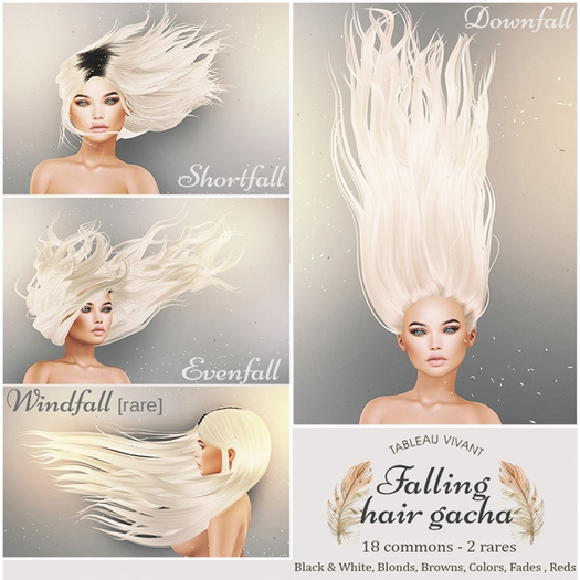 Tableau Vivant // Falling hair Gacha - Shortfall - B+W